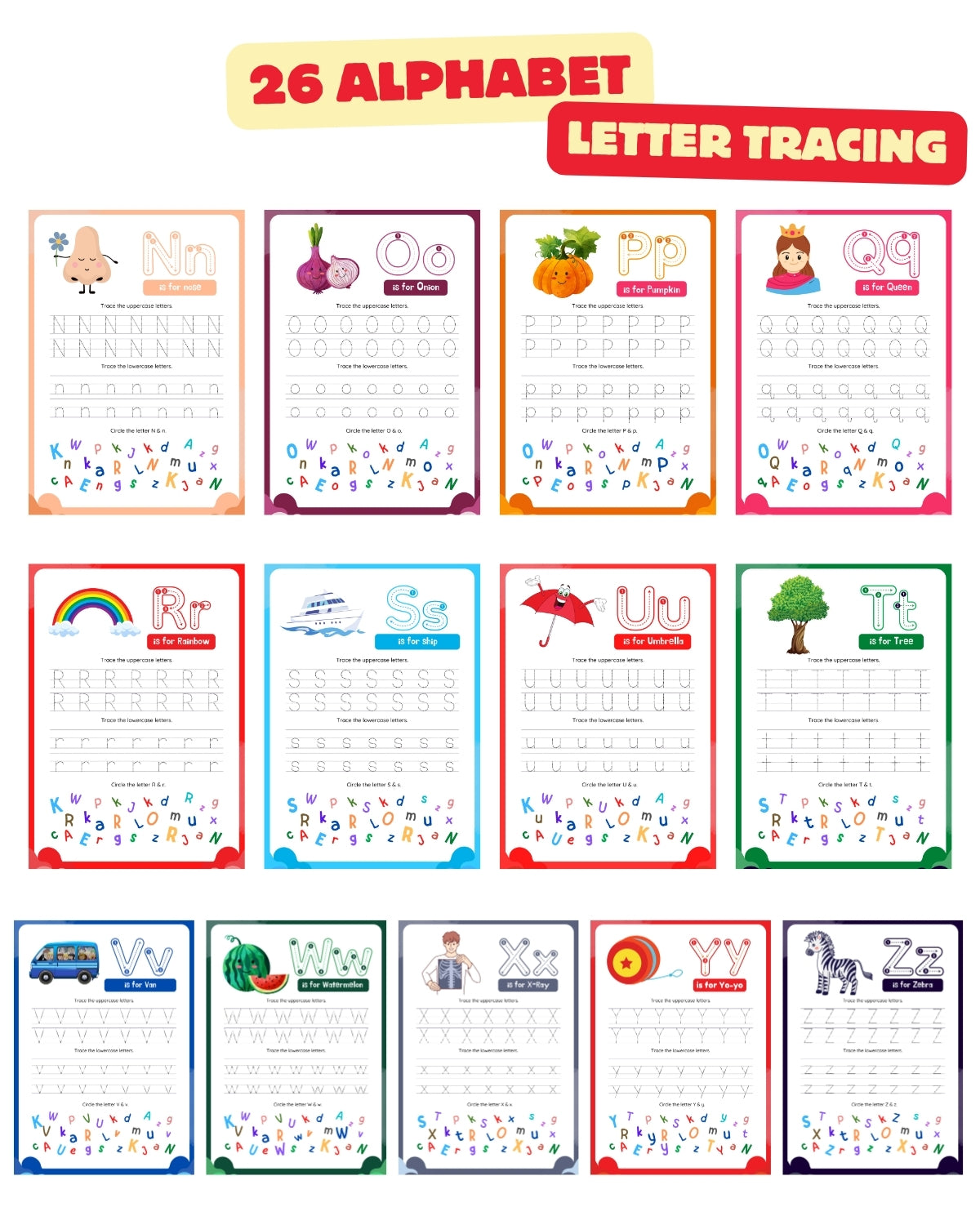 Alphabet Letter Tracing Practice Book for Kids Ages 3–7 | A to Z Uppercase & Lowercase Writing Practice